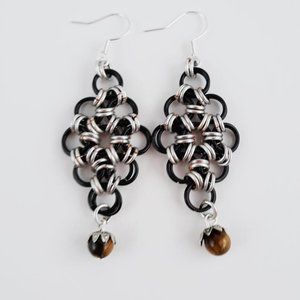Earrings Japanese Diamond in Onyx